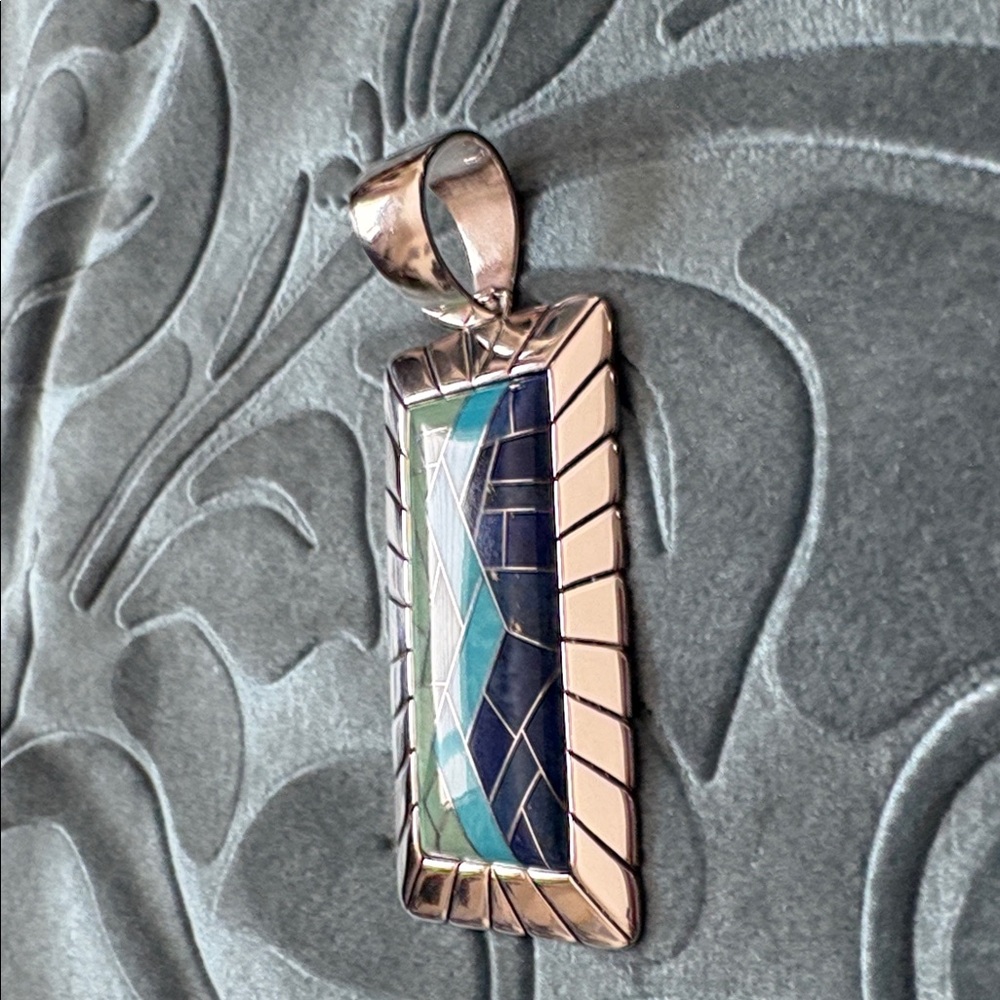 NWOT Carolyn Pollack of Sincerely Southwest-Silver/Turquoise/BlueLapis Pendant - Picture 8 of 13